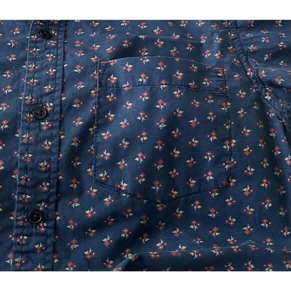 HUDSON & BARROW BUTTON-UP SHIRT, WOMENS, S, (PTP 20”), NAVY BLUE W/FLORAL PRINT - Picture 4 of 11